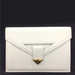 White Yves Saint Laurent YSL Leather Clutch